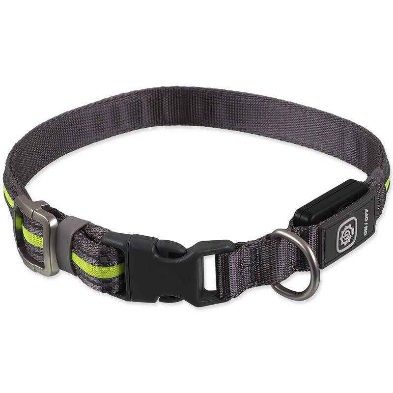 Obojek Dog Fantasy USB LED nylonový svítící zelený