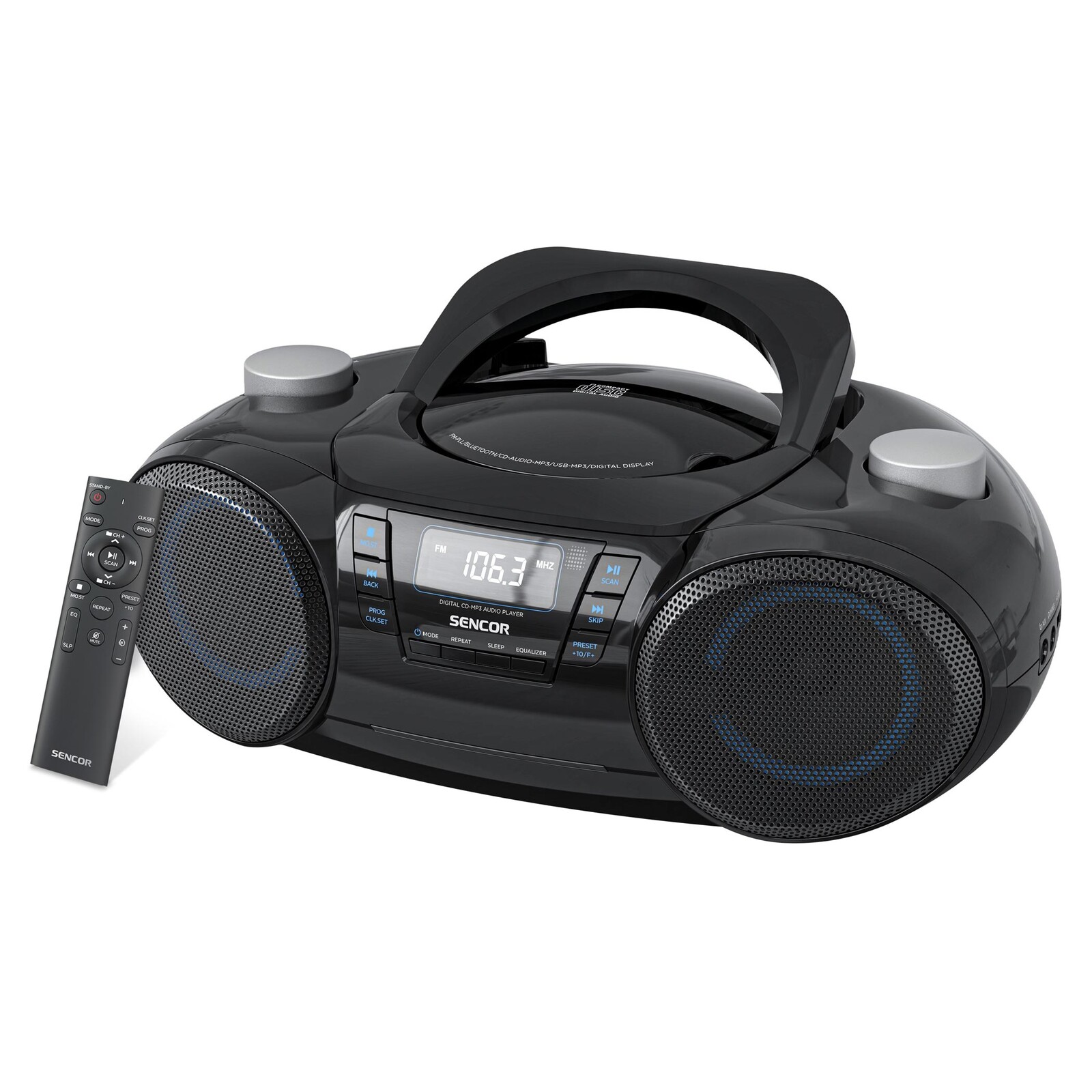 Sencor SPT 4710B Boombox s bluetooth Bluetooth 5.3, CD-R / RW / MP3 prehrávanie, Tuner rádia FM PLL Maximálny výstupný výkon 16 W, .