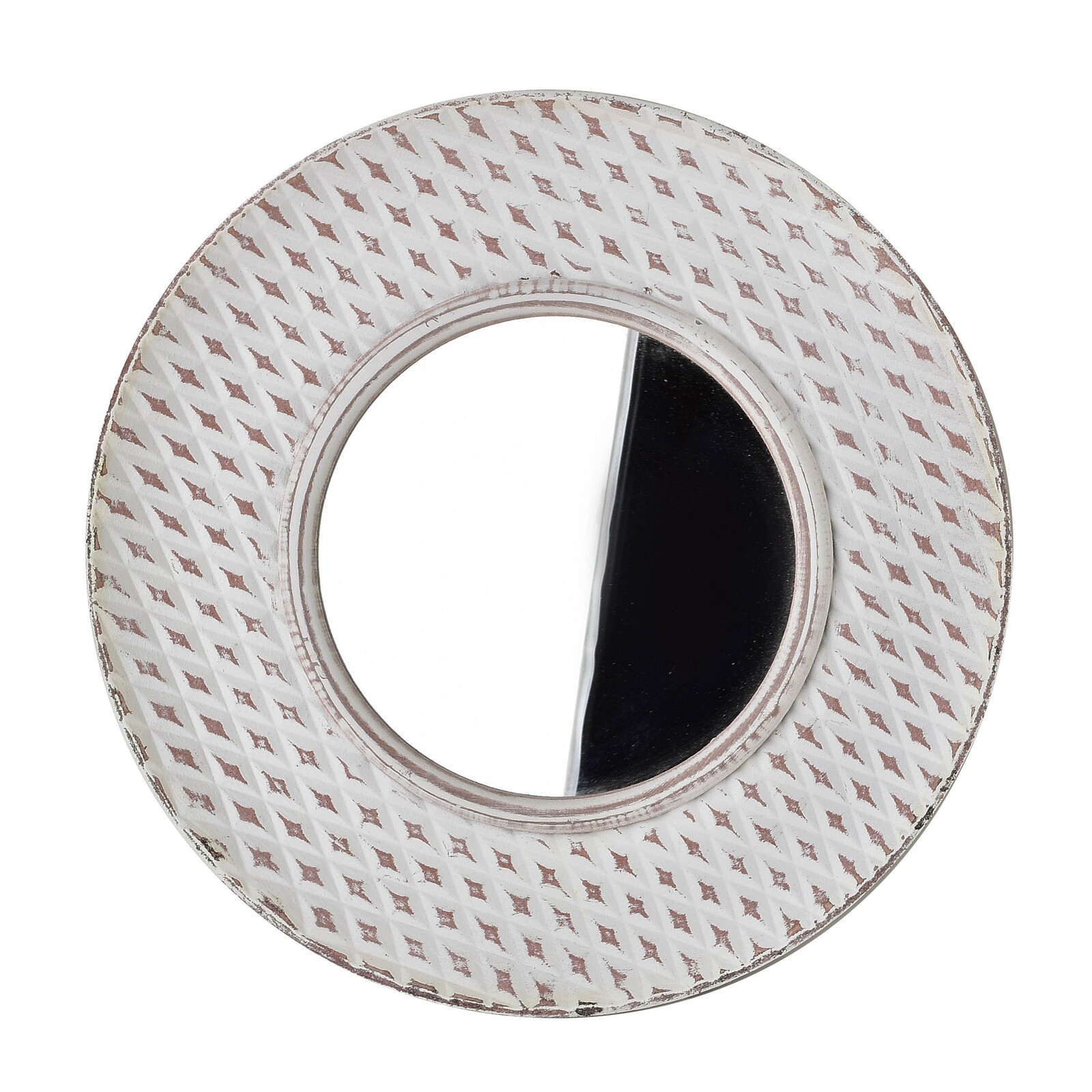 Kulaté nástěnné zrcadlo DAZ 34,5 cm bílé