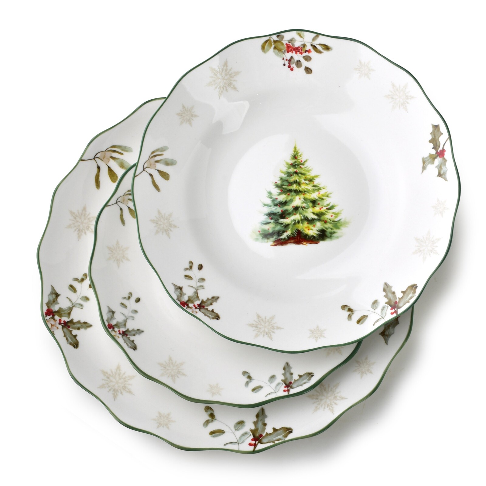 Porcelánová jídelní sada 3 ks talířů Santas bílá