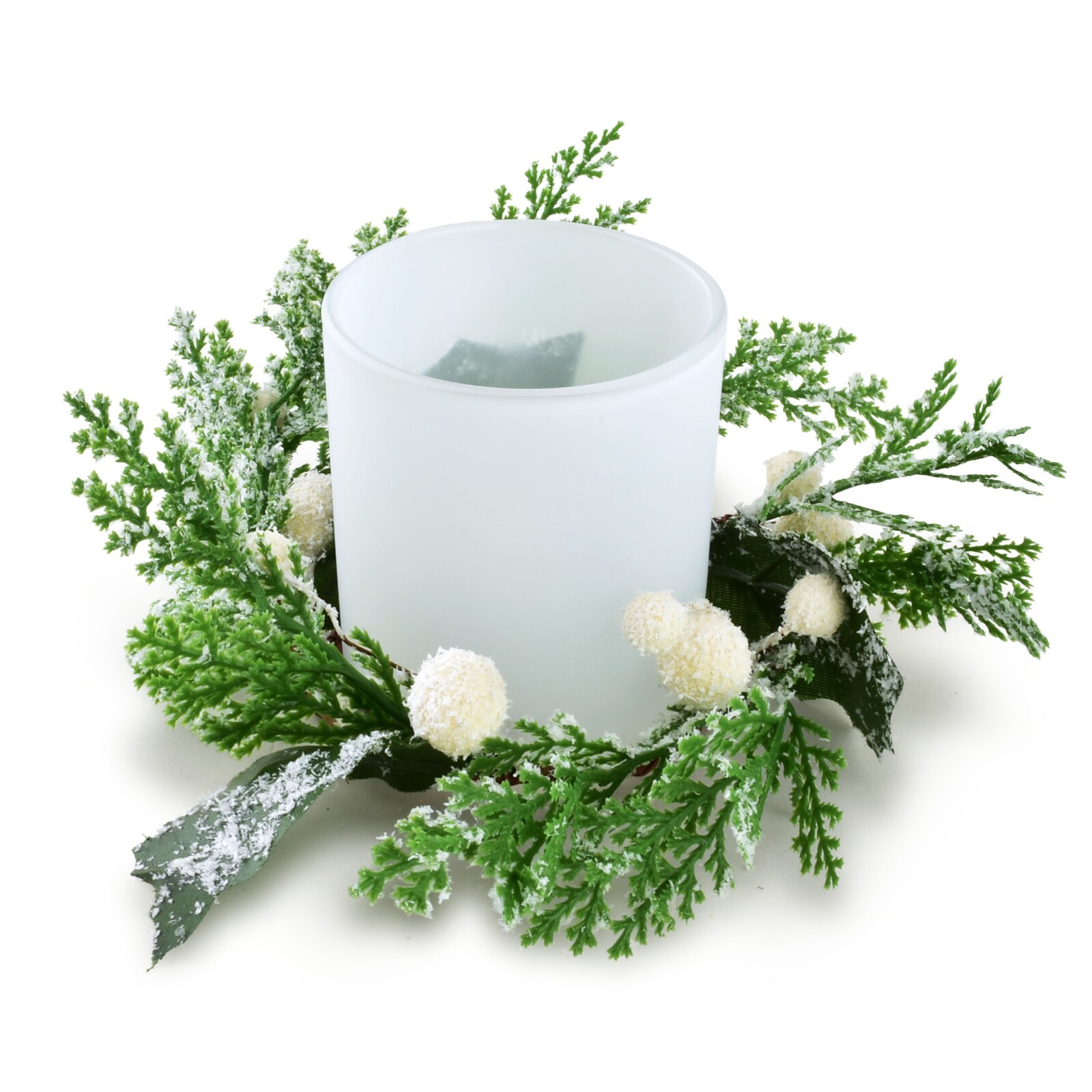 Vánoční svícen s LED vložkou SANTA LILA HOLLY bílý