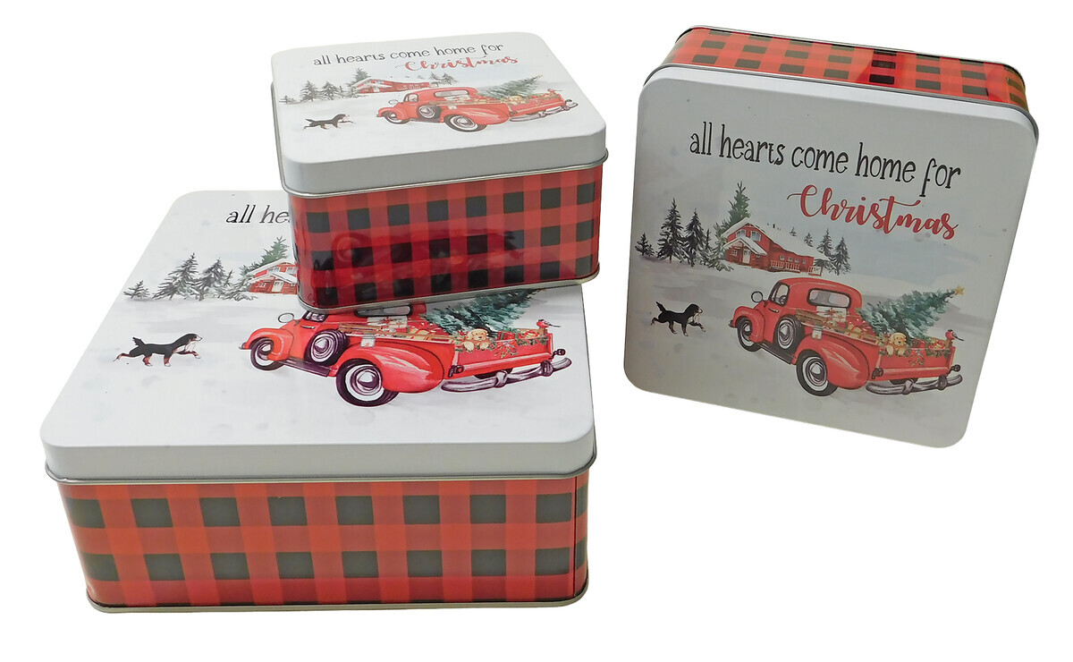 MAKRO - Dóza sada 3ks vianočná štvorcová