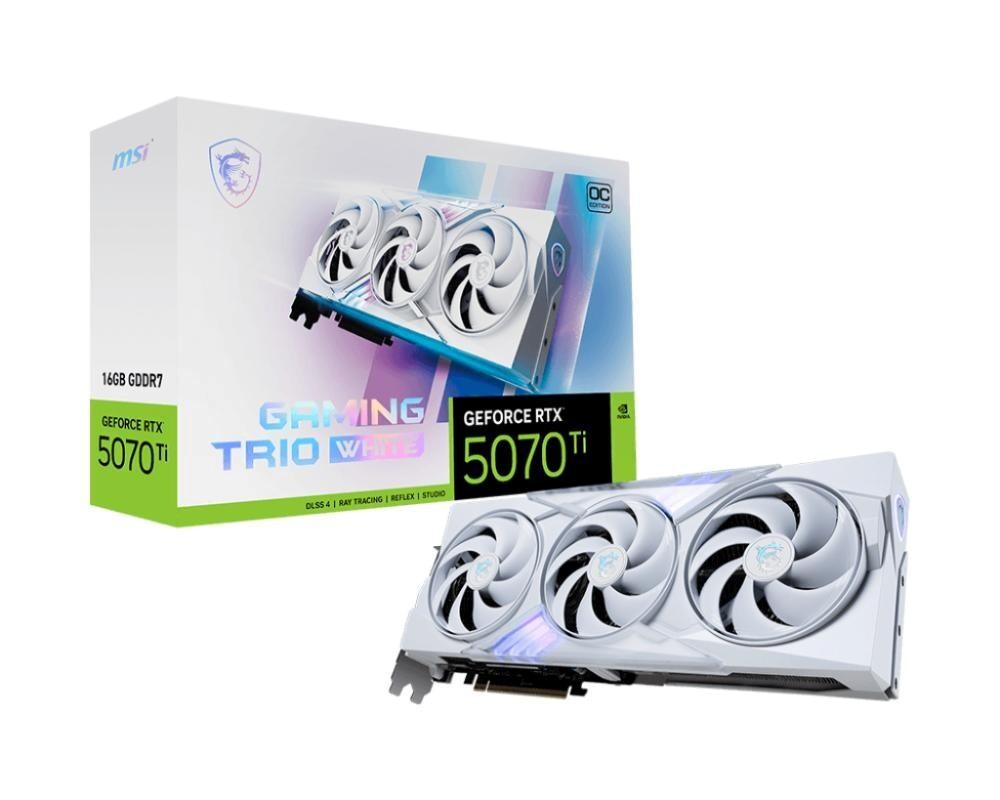 MSI VGA NVIDIA GeForce RTX 5070 Ti 16G GAMING TRIO OC WHITE, RTX 5070 Ti, 16GB GDDR7, 3xDP, 1xHDMI