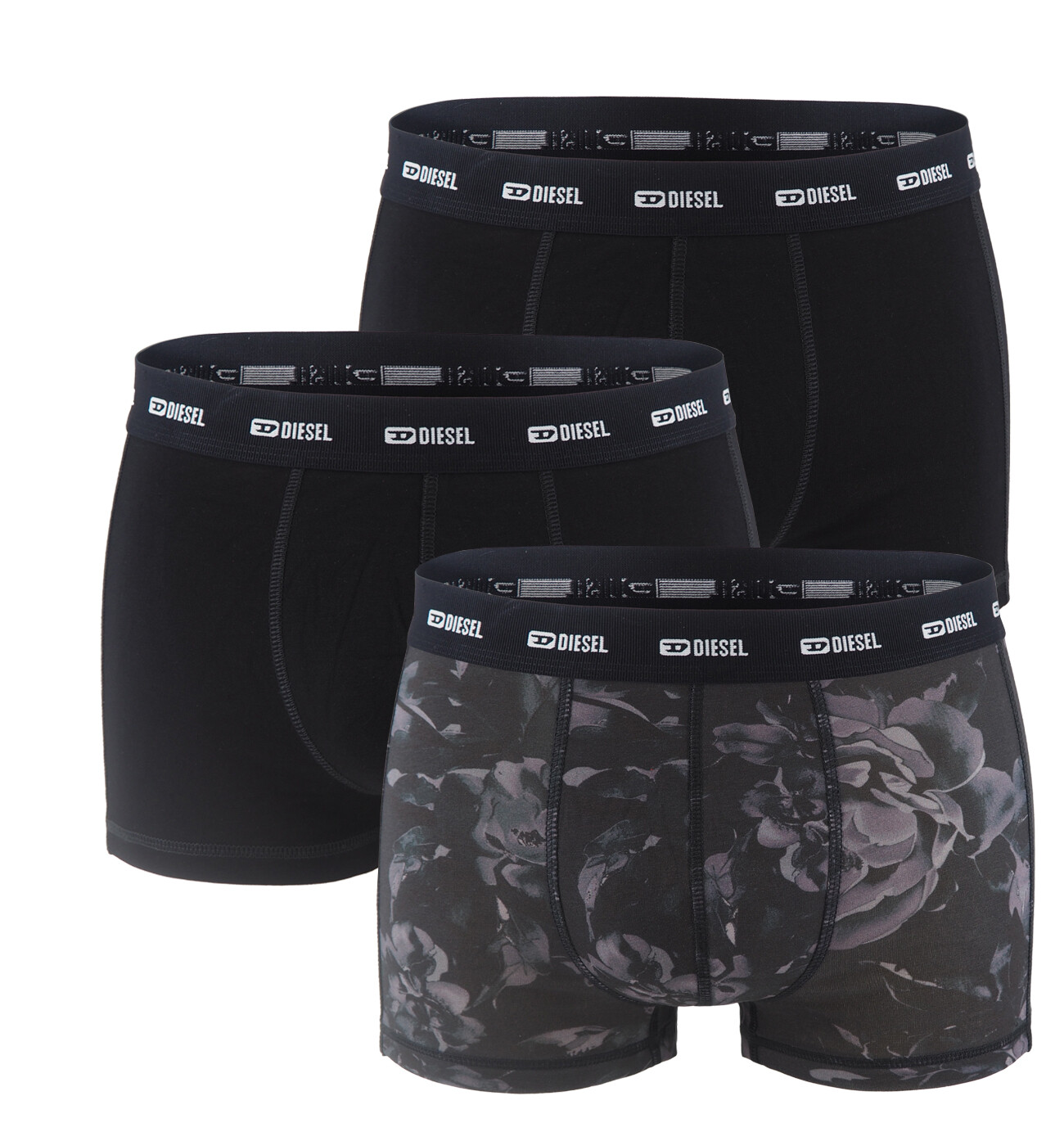 DIESEL - pánske boxerky 3PACK cotton stretch modern dark color print - limitovaná fashion edícia