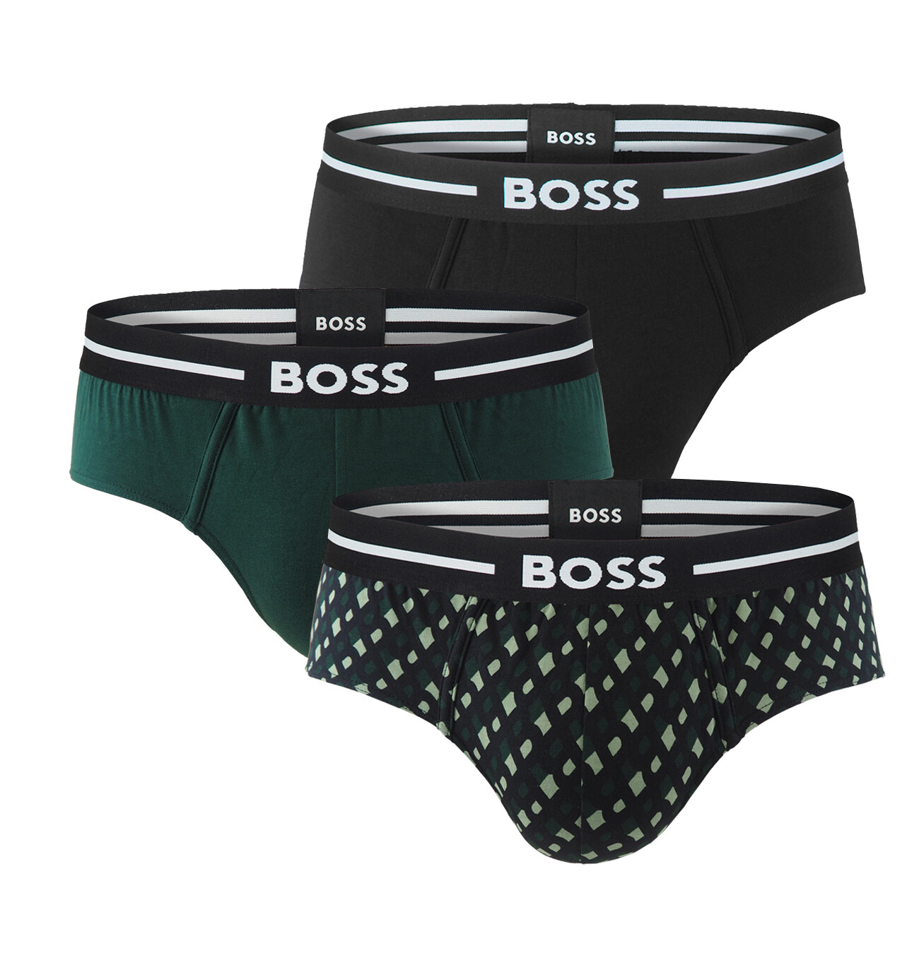 BOSS - slipy 3PACK eco friendly organic cotton BOLD B logo & modern green