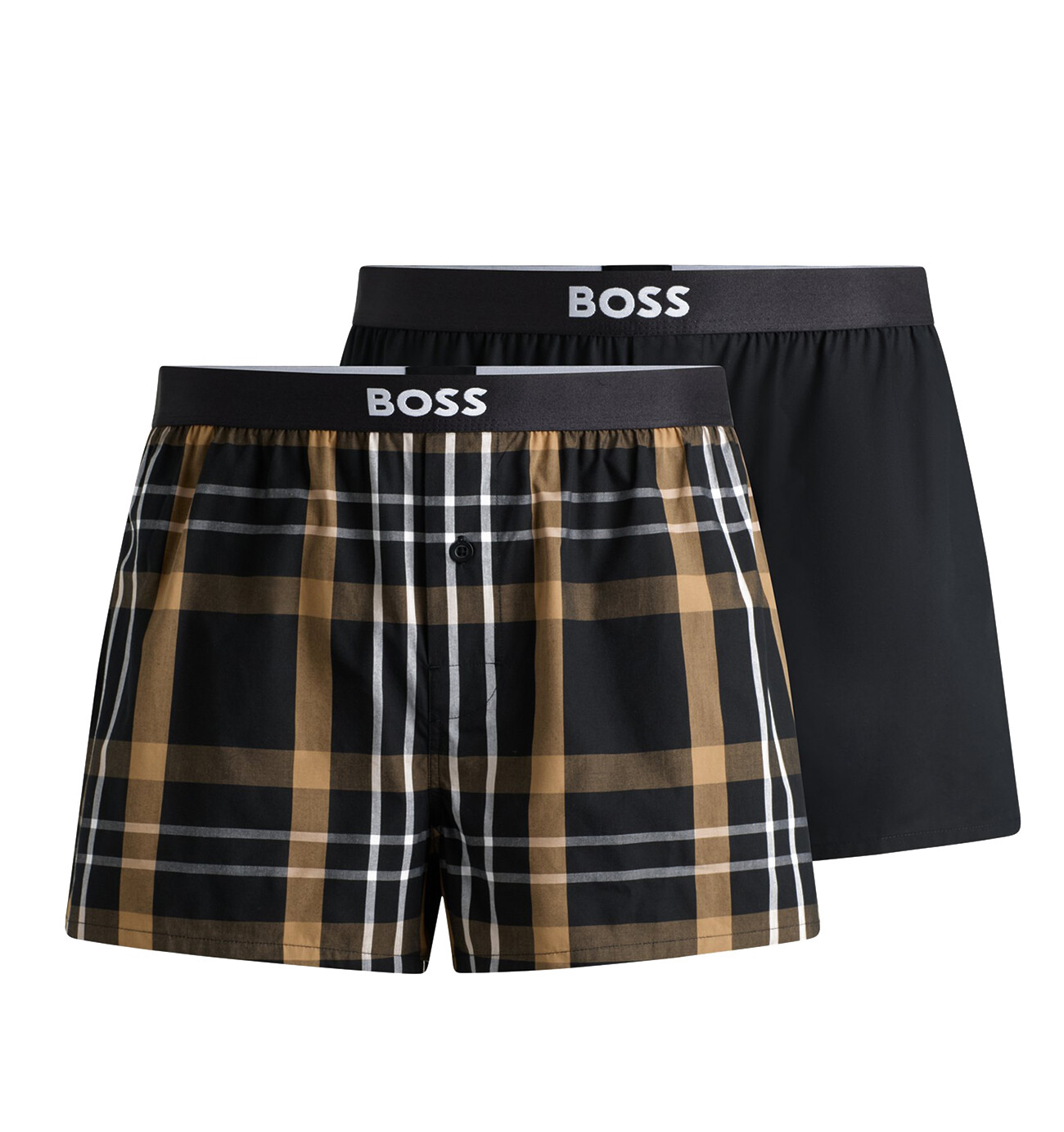 BOSS - trenky 2PACK natural pure cotton black & beige big cubes