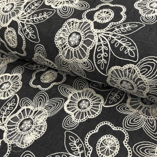 Bavlnená látka JEANS EMBROIDERY Niva design C