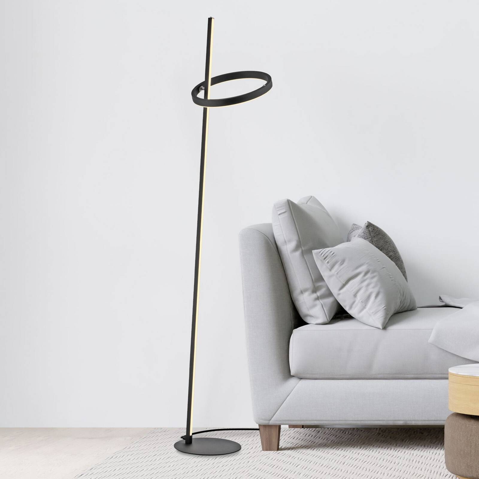 JUST LIGHT. LED stojacia lampa Ritus čierne železo stmievač 3 000 K