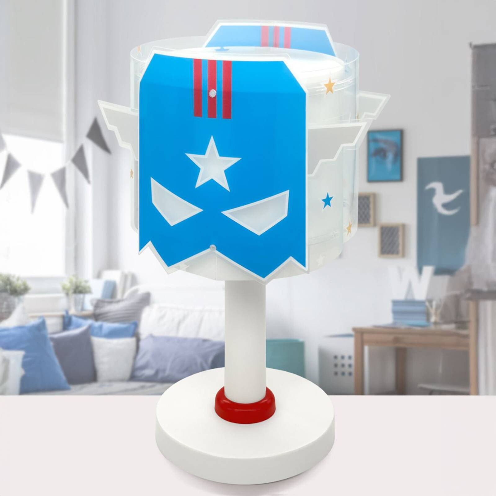 Detská stolová lampa Blue Hero, G4, Ø 15 cm