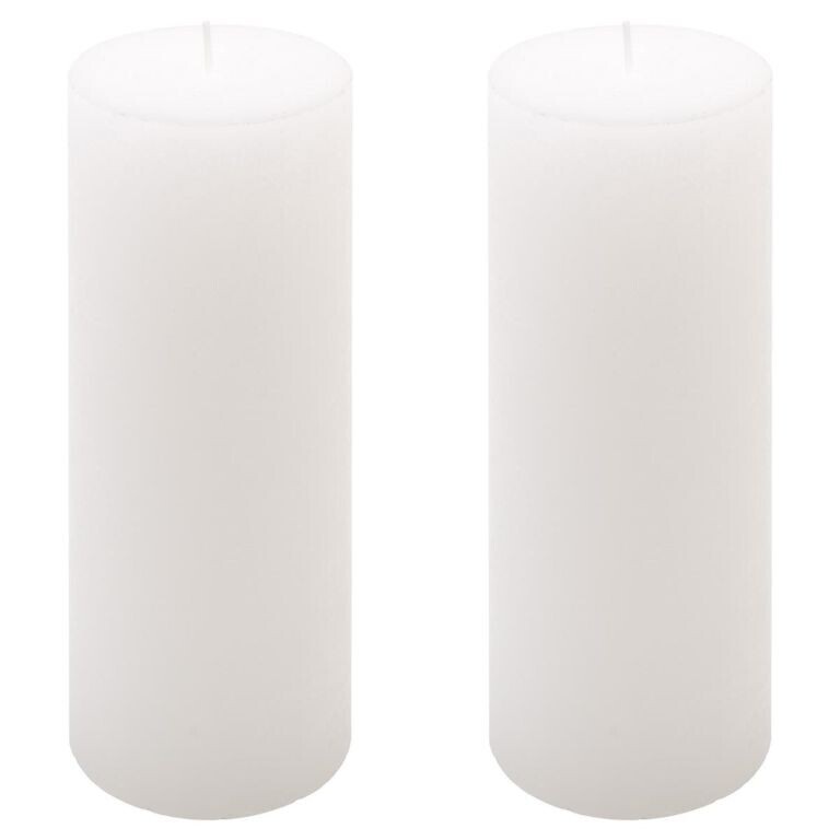 Biela parafínová sviečka rustikálna 20 cm, 90 h, sada 2 ks