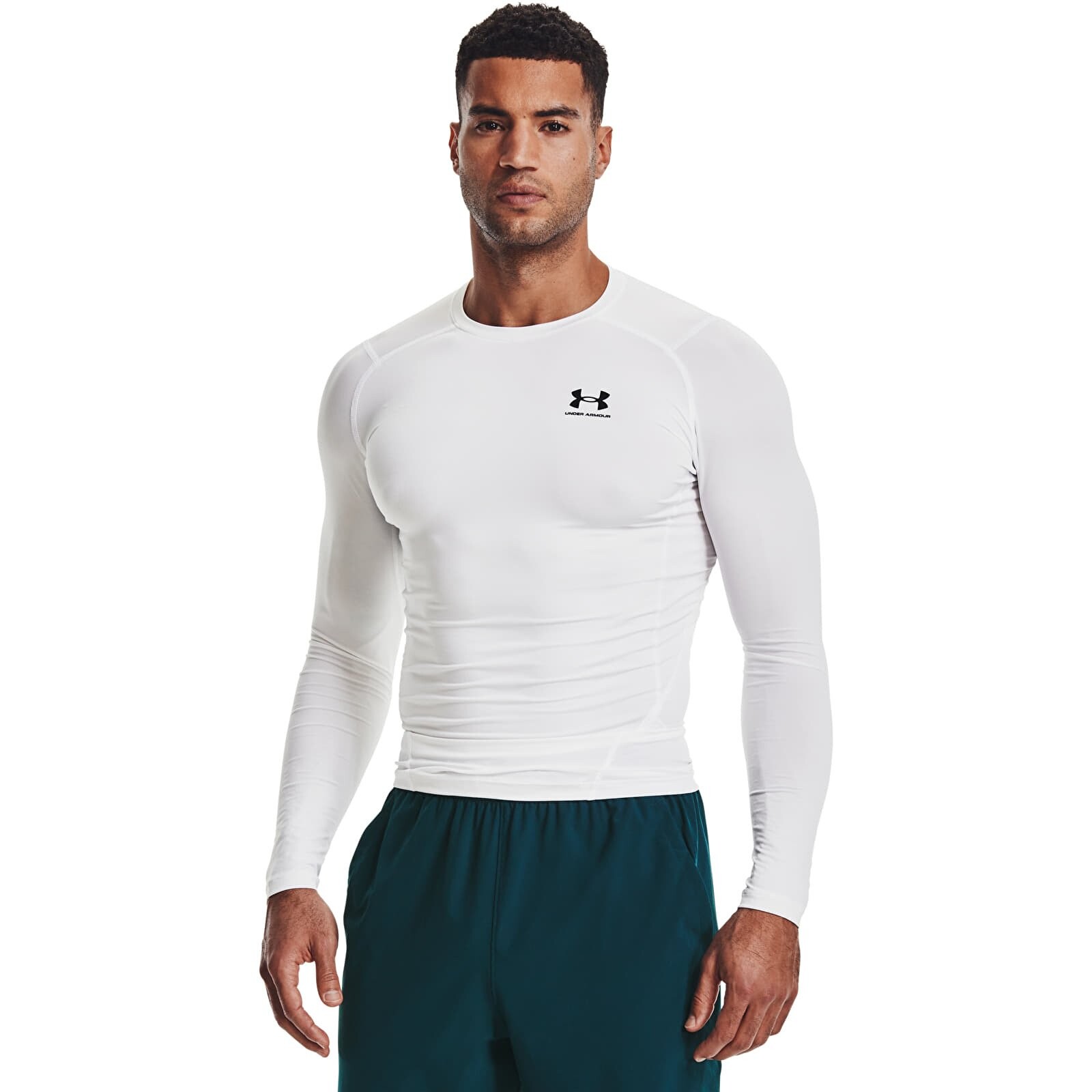 Tričko Under Armour Hg Armour Comp LS White/ Black XXL