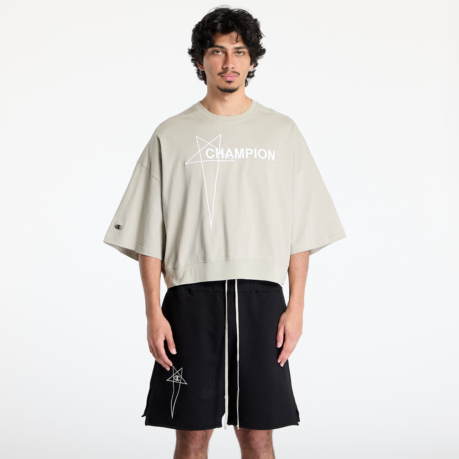 Tričko Rick Owens DRKSHDW x Champion Tommy Cropped Tee Pearl M