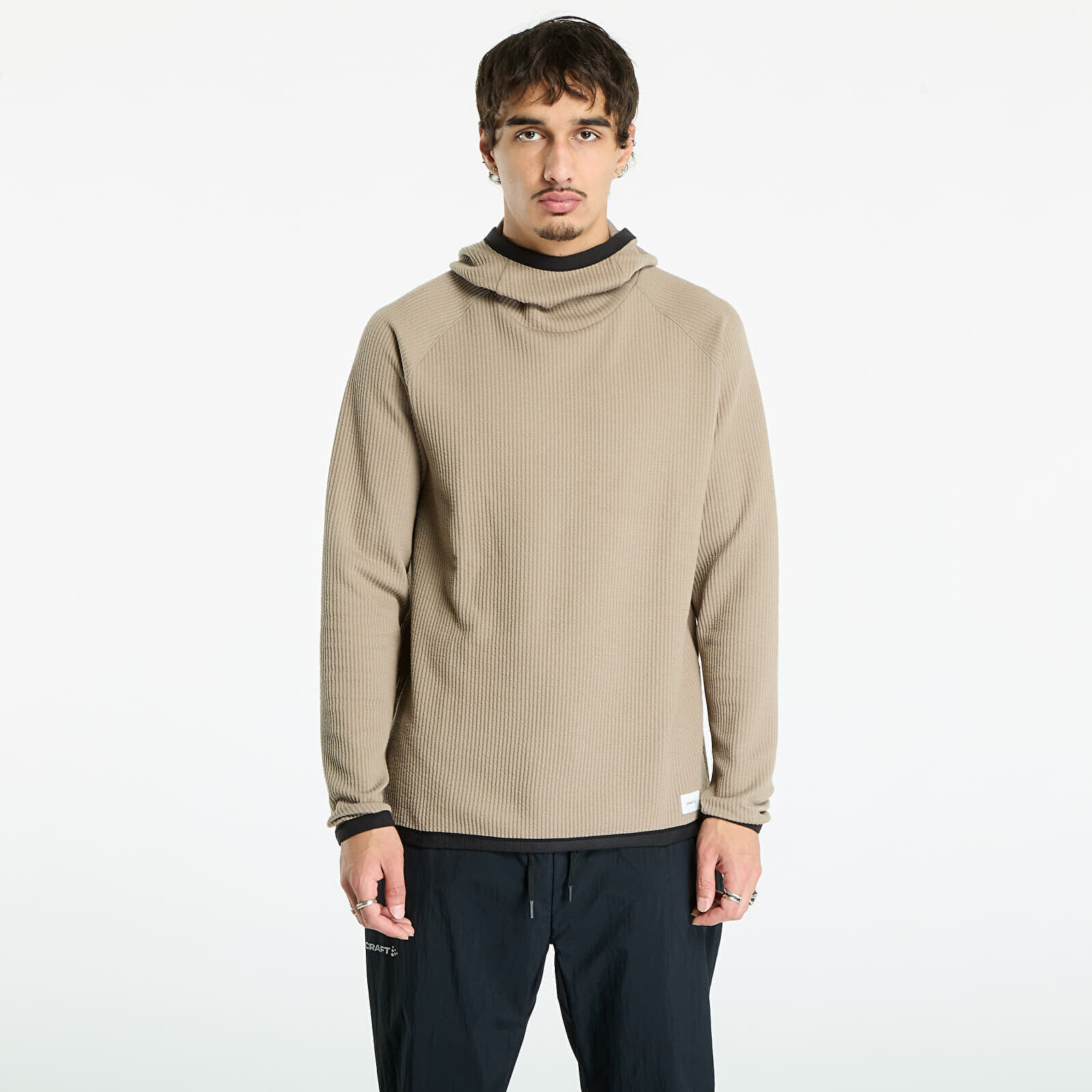 Mikina Craft Grid Hood Taupe L