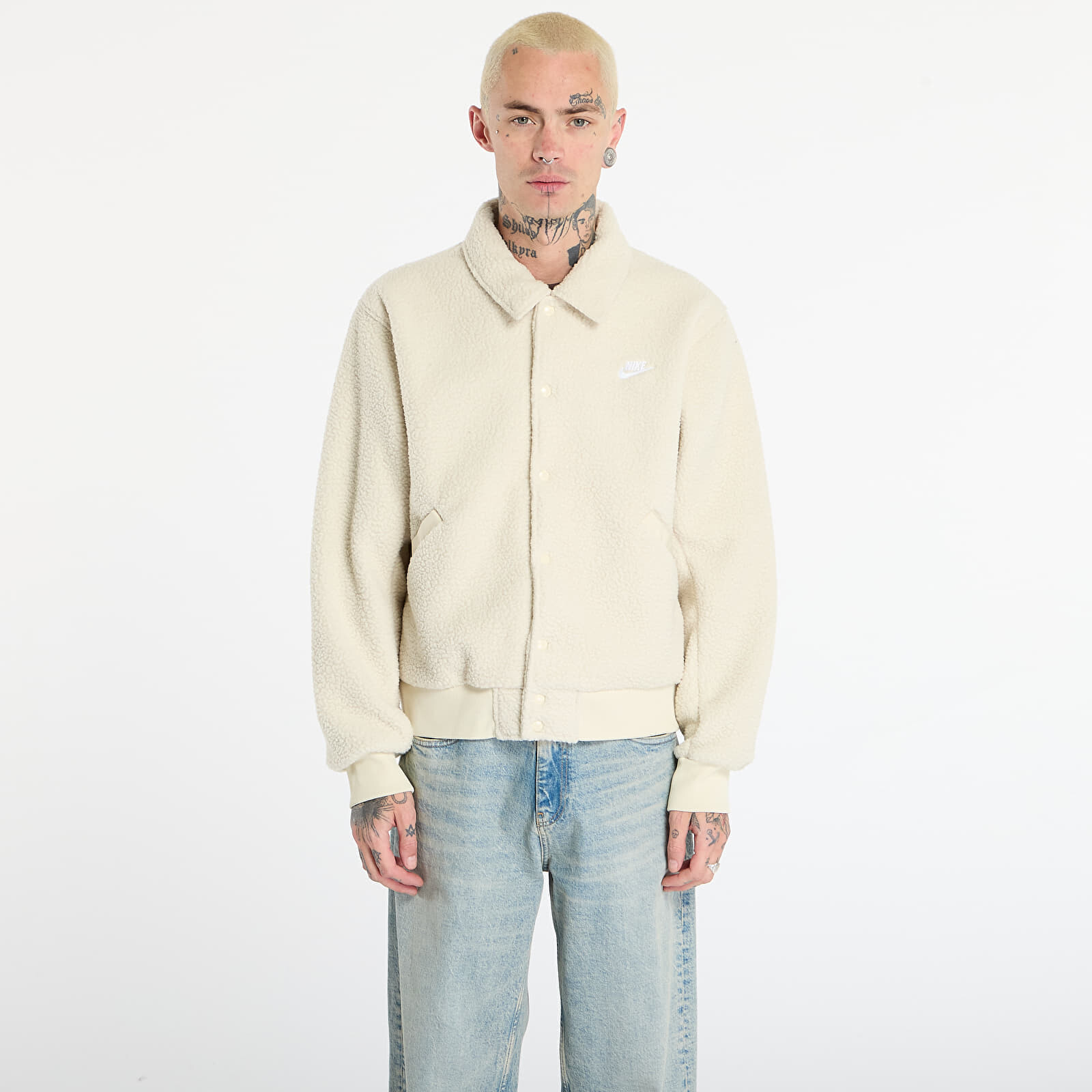 Bunda Nike Sportswear Club Men's High-Pile Fleece Coaches Jacket Lt Khaki/ White XL