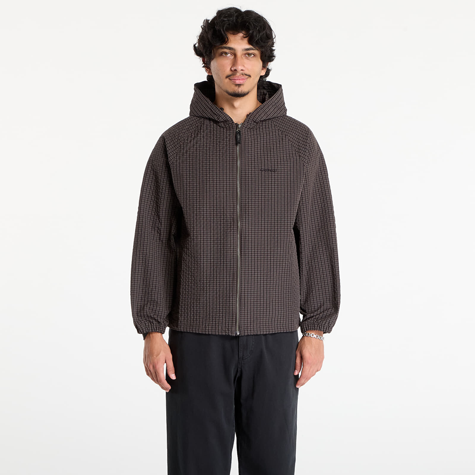 Bunda Gramicci Northside Plaid Hooded Jacket Deep Brown XXL