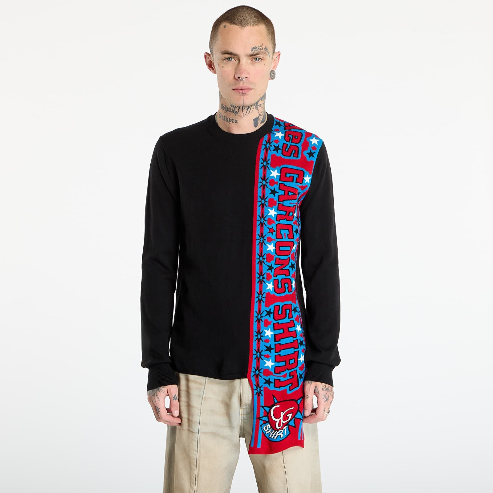 Sveter Comme des Garçons SHIRT Soccer Scarf Knitted Sweater Black M