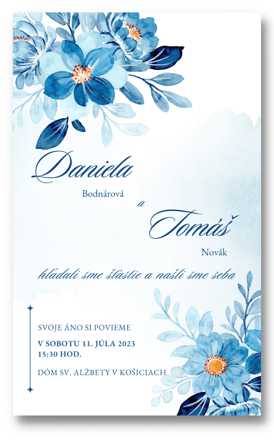Personal Oznámenie - Modré kvetiny Zvoľte množstvo: od 1 ks do 10 ks