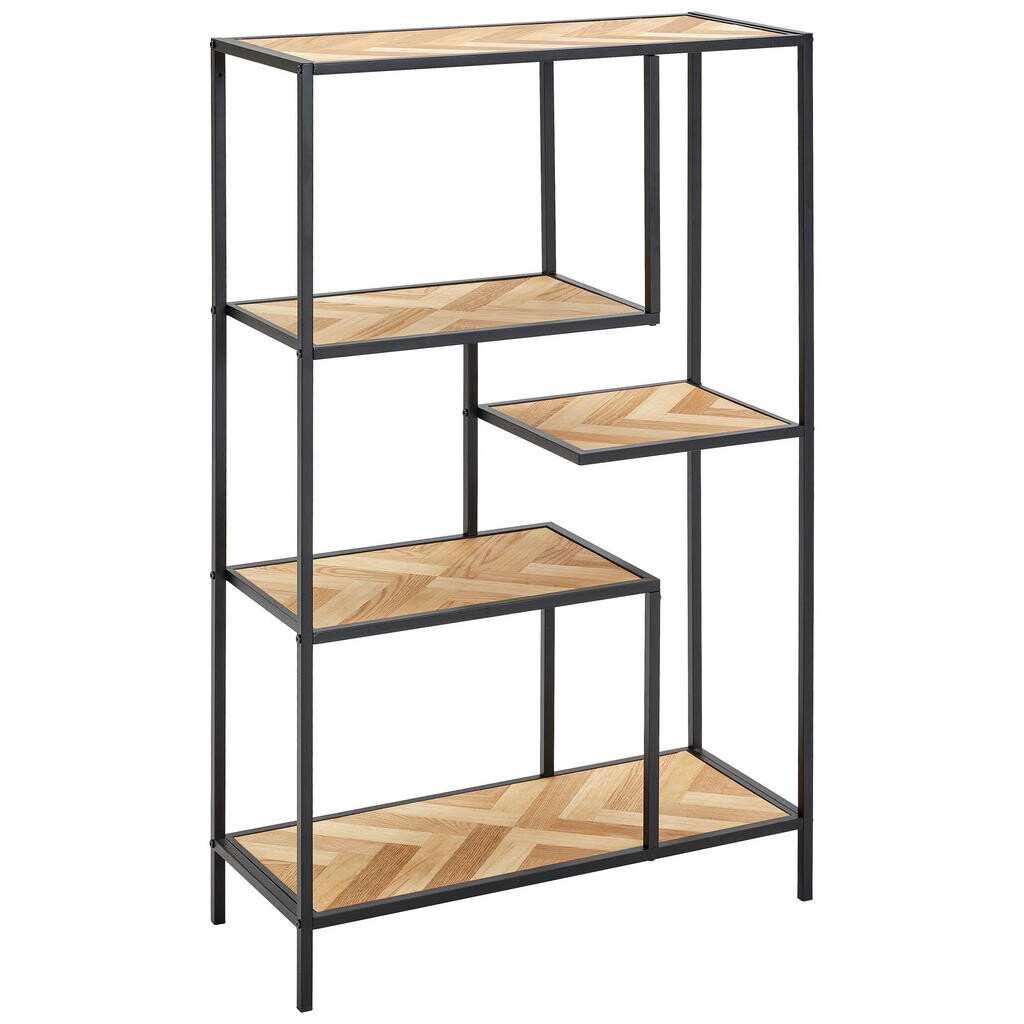 MID.YOU REGÁL, čierna, farba borovice, železo, jedľa, 76/121/32 cm