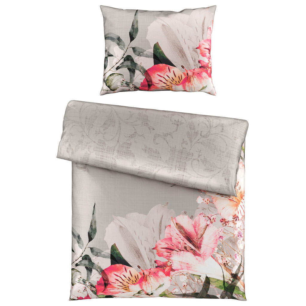 Esposa POSTEĽNÁ BIELIZEŇ, satén, sivá, ružová,