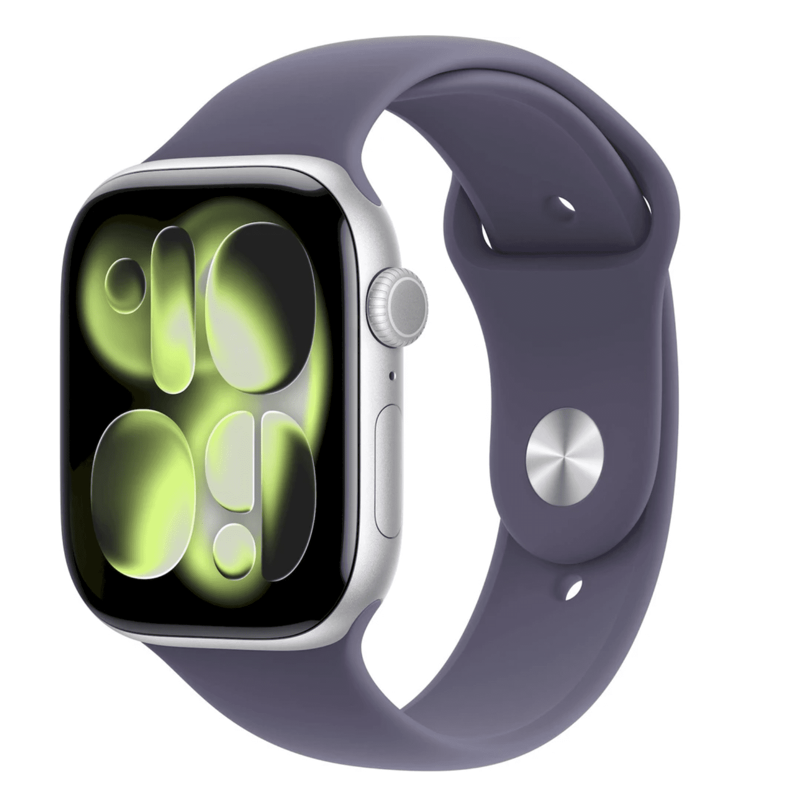APPLE Watch 11 GPS + Cellular 42mm strieborný hliník - hmlovo fialový športový remienok - S/M