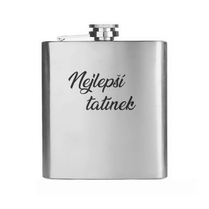 Placatka nerez Hip Flask 210 ml Najlepší otecko - strieborná