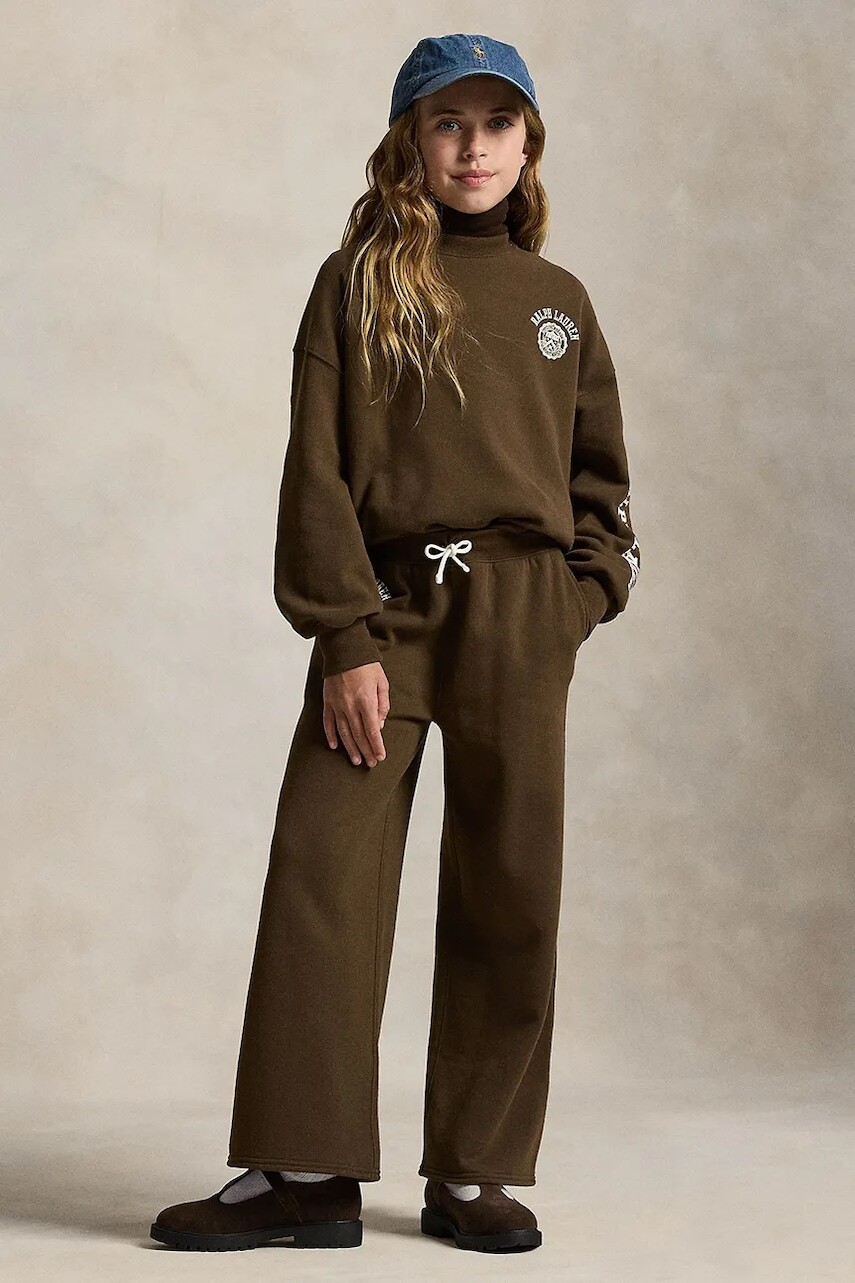 Detské bavlnené tepláky Polo Ralph Lauren hnedá farba, jednofarebné, 313979064003