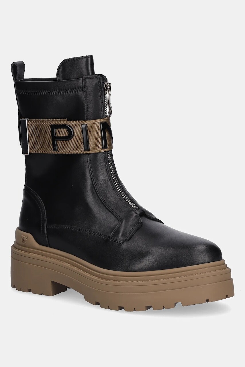 Kožené členkové topánky Pinko Mia 13 čierna farba, na platforme, SD0219P061Z99