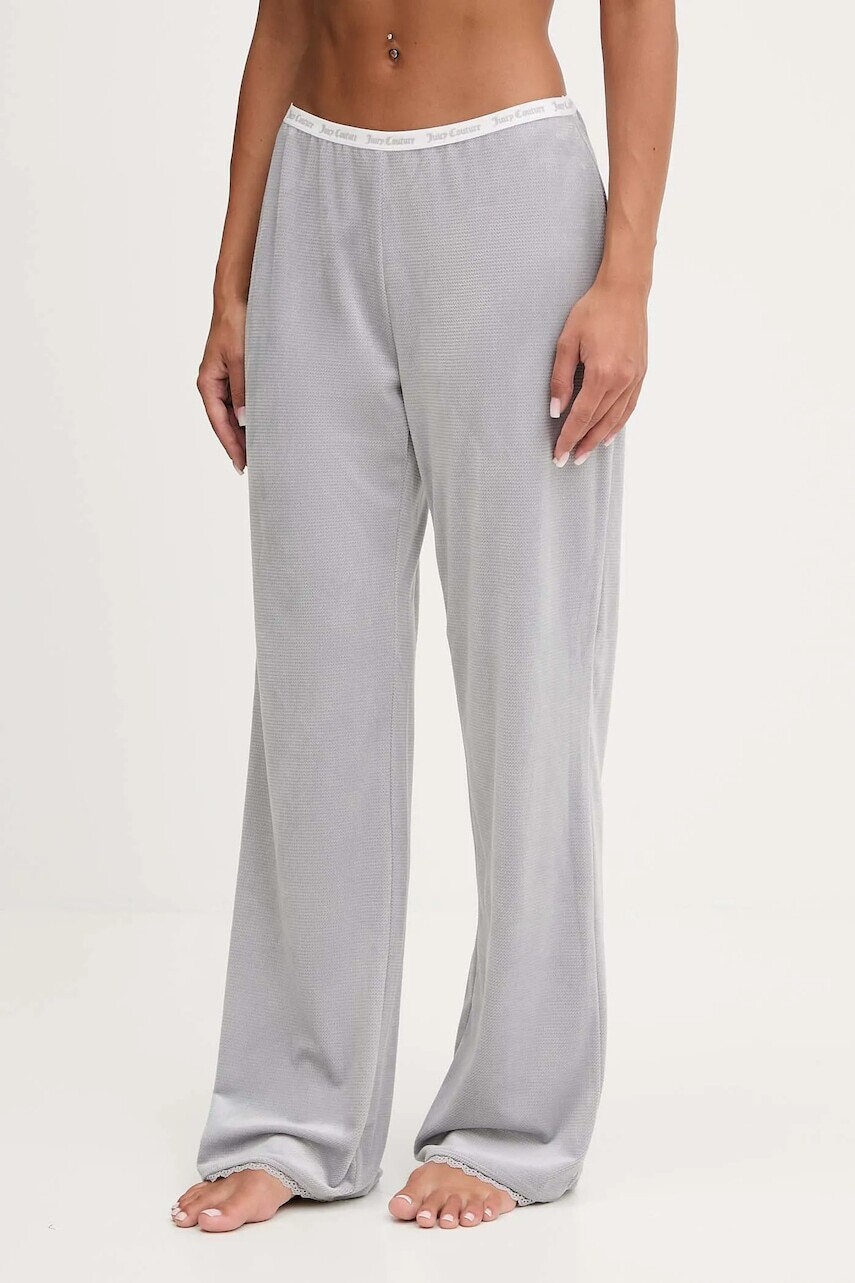 Nohavice Juicy Couture šedá farba, rovný strih, vysoký pás, JCLBJ225508