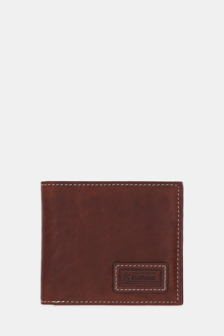 Kožená peňaženka Barbour hnedá farba, MLG0074
