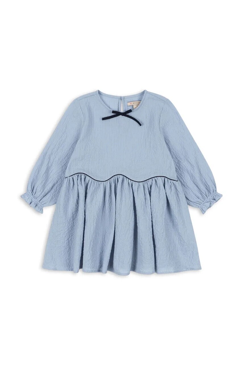 Dievčenské šaty Konges Sløjd AVA DRESS GOTS modrá farba, mini, áčkový strih, KS104071