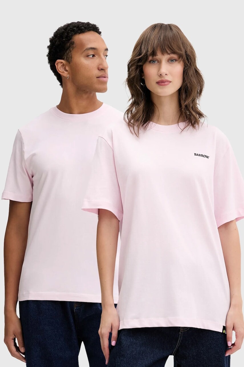 Bavlnené tričko Barrow ružová farba, s potlačou, F5BWUATH070
