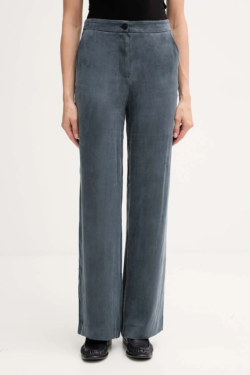 Nohavice Hoss Intropia tmavomodrá farba, rovný strih, vysoký pás, 6542832