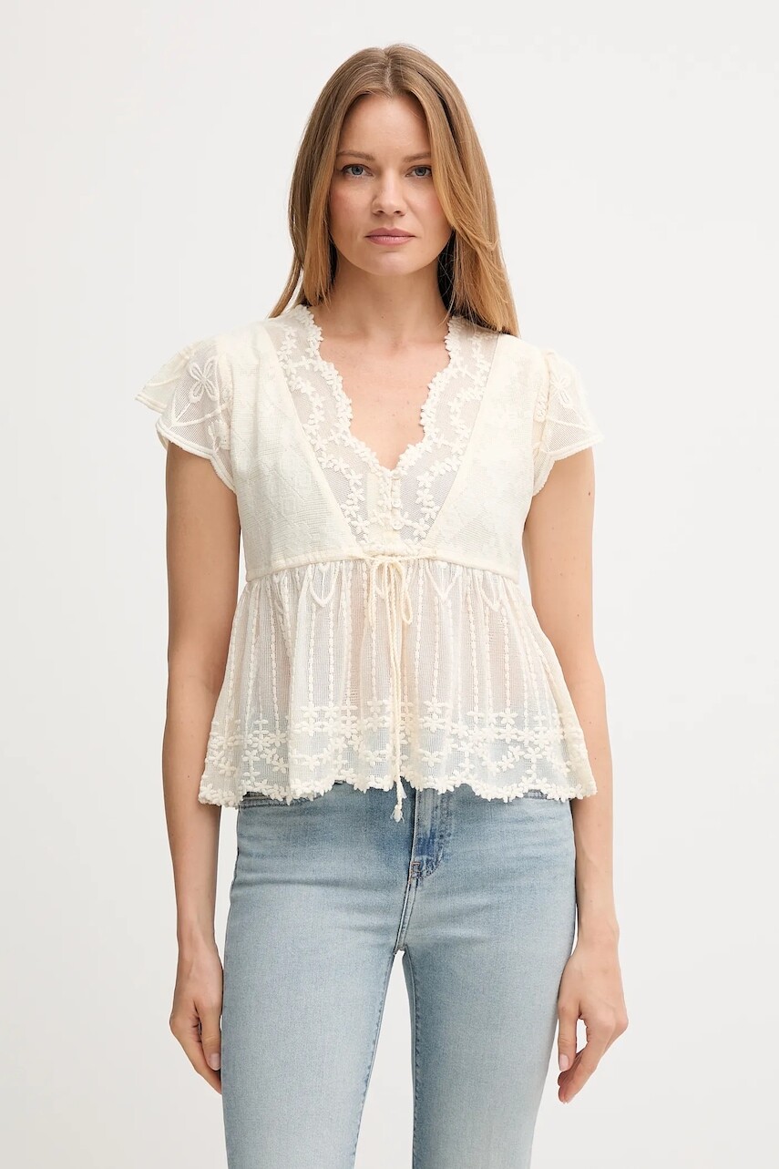 Blúzka Hoss Intropia béžová farba, vzorovaná, 5872098