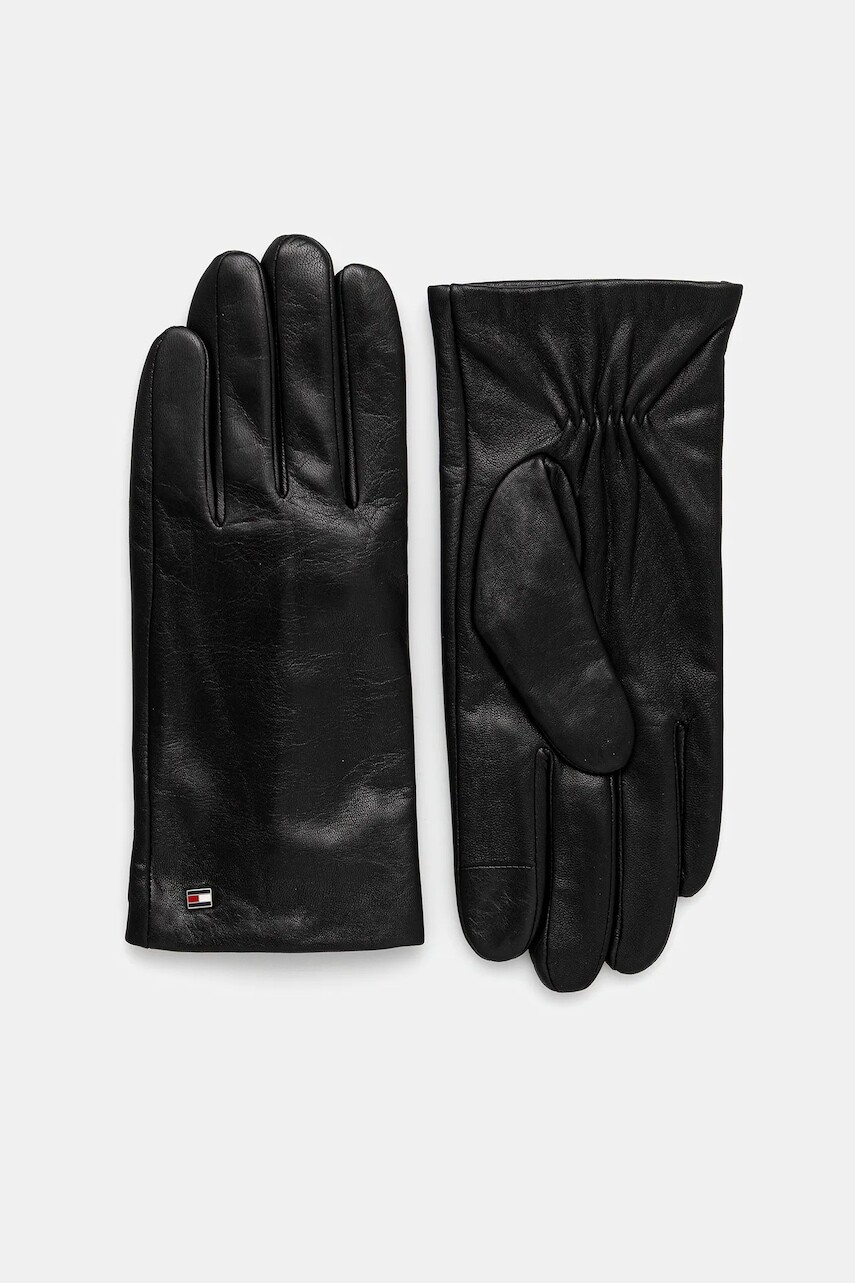 Kožené rukavice Tommy Hilfiger čierna farba, AM0AM13808