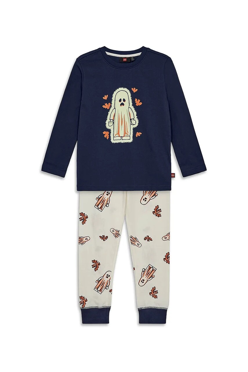 Detské bavlnené pyžamo Lego LWAGAN 710 tmavomodrá farba, s potlačou, 11011014