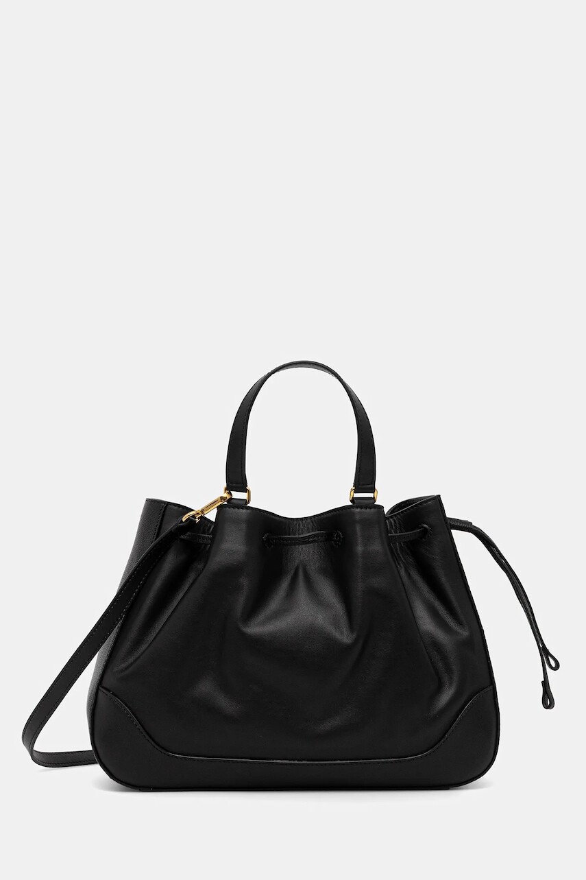 Kožená kabelka Pollini čierna farba, PC4428PP0N QG1