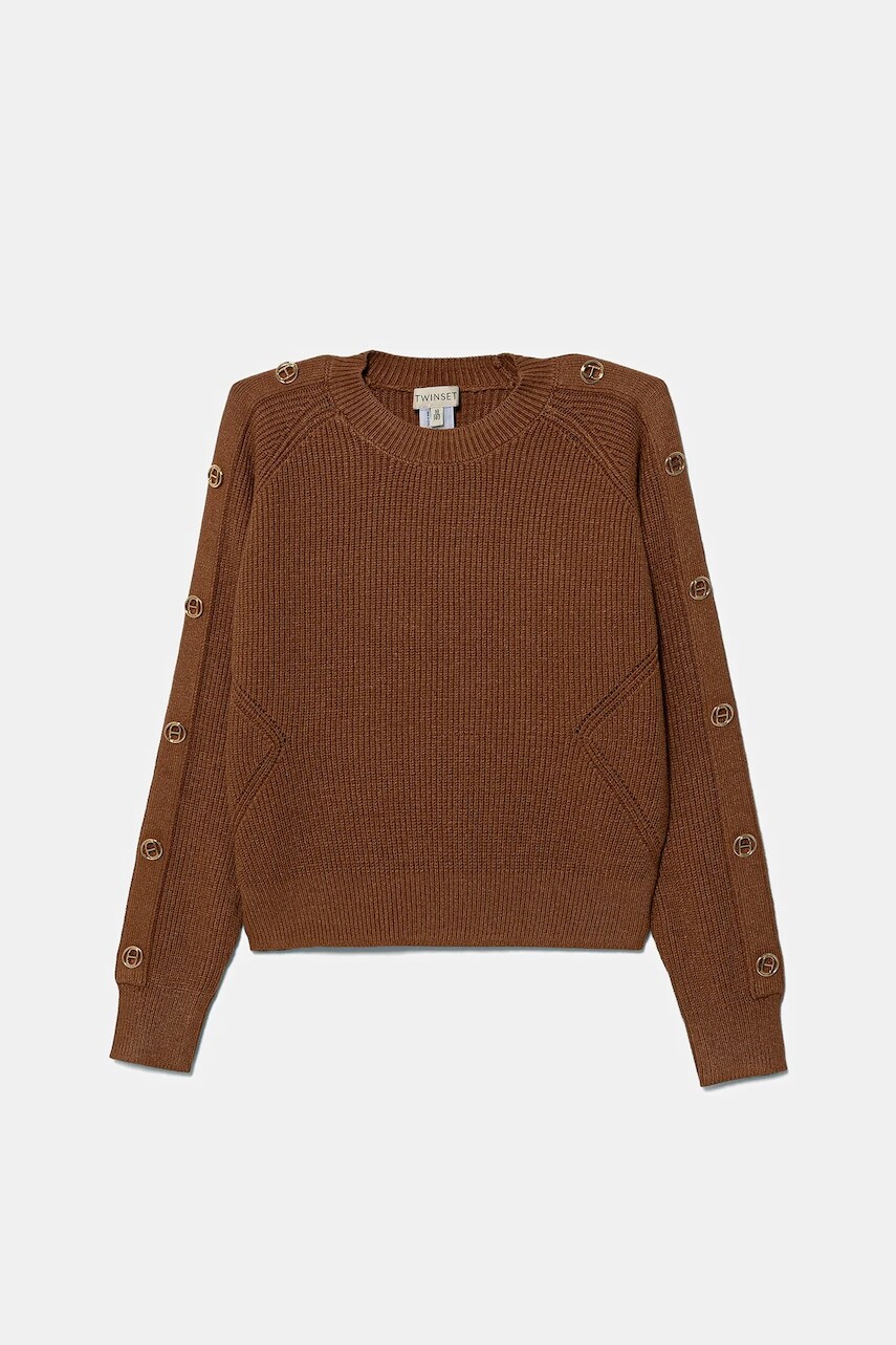 Detský sveter Twinset hnedá farba, 252GJ3061