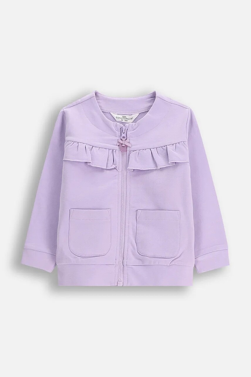 Mikina Coccodrillo fialová farba, jednofarebná, HAPPY PUPPY GIRL NEWBORN