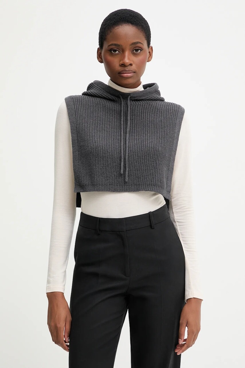 Kapucňa United Colors of Benetton šedá farba, 6SCQDU01T