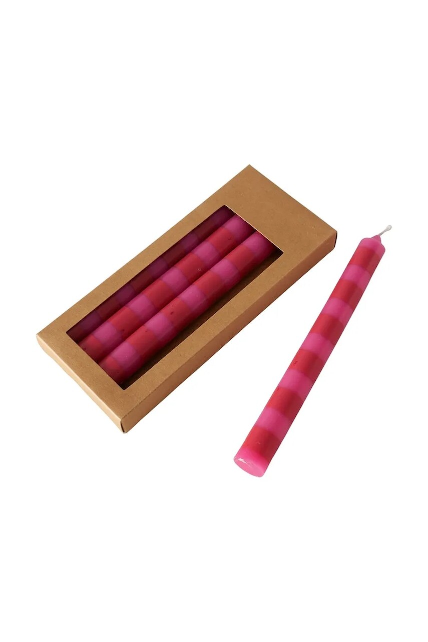 Sada sviečok Boltze Stripy 20 cm 4-pak ružová farba