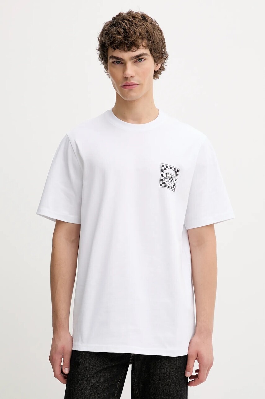 Bavlnené tričko Les Deux Goods pánske, biela farba, vzorované, 1000501