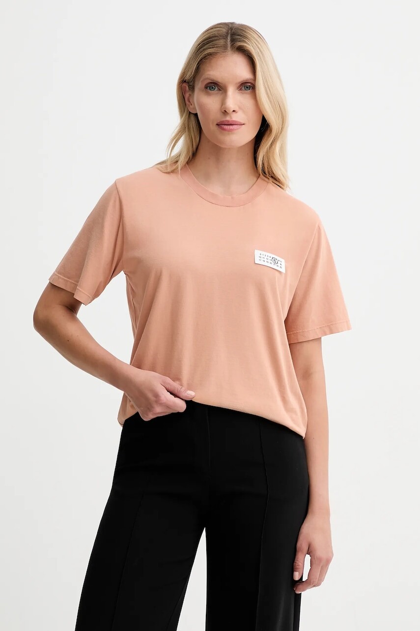 Bavlnené tričko MM6 Maison Margiela dámske, oranžová farba, S62GD0210.M20115.220