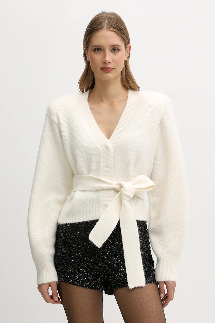 Kardigan s prímesou vlny Rotate béžová farba, 114736857