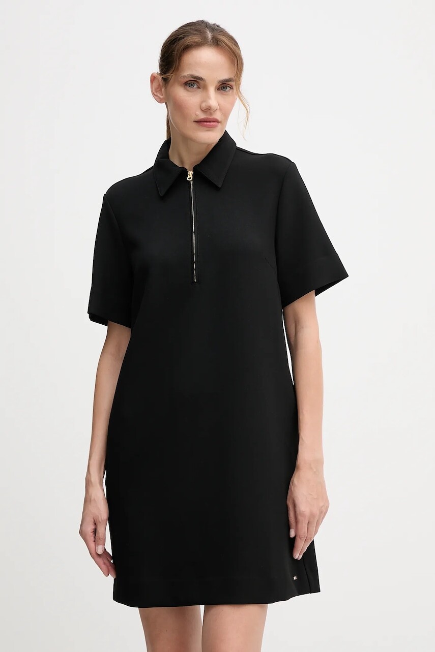 Šaty Tommy Hilfiger čierna farba, mini, rovný strih, WW0WW47333