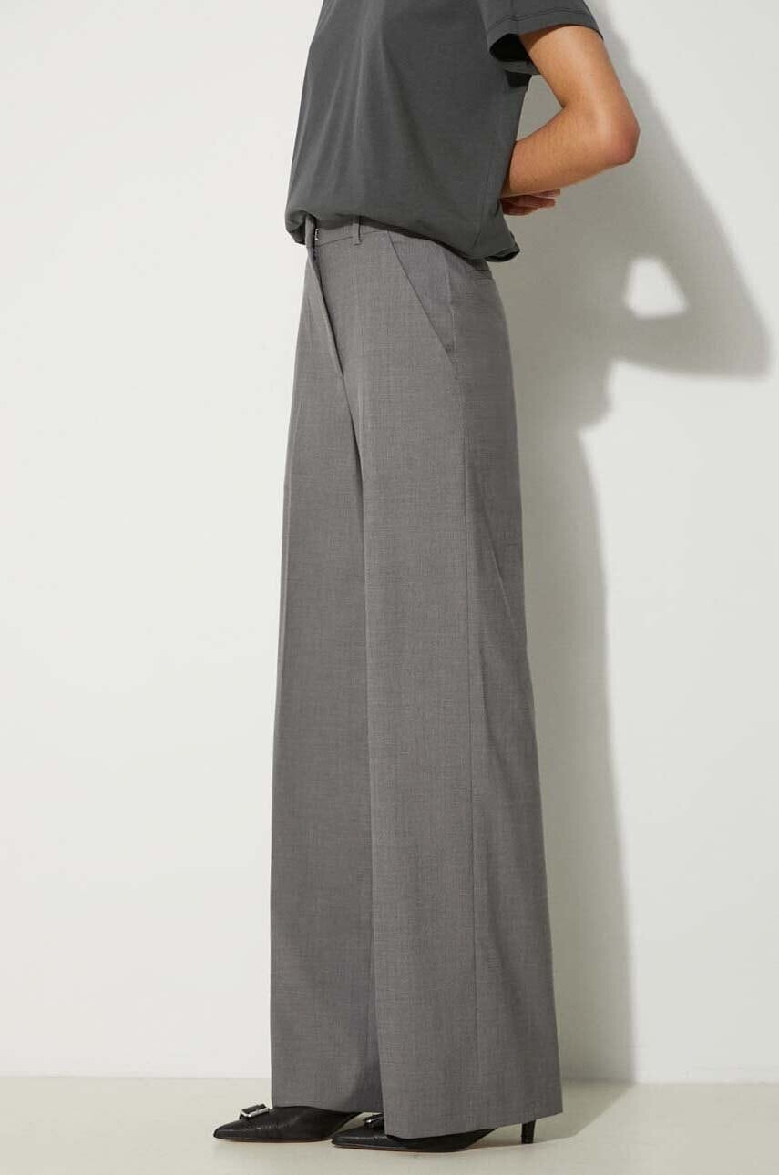 Vlnené nohavice Kenzo Cool Wool Wide Pants šedá farba, široké, vysoký pás, FE62PA0949RB.97