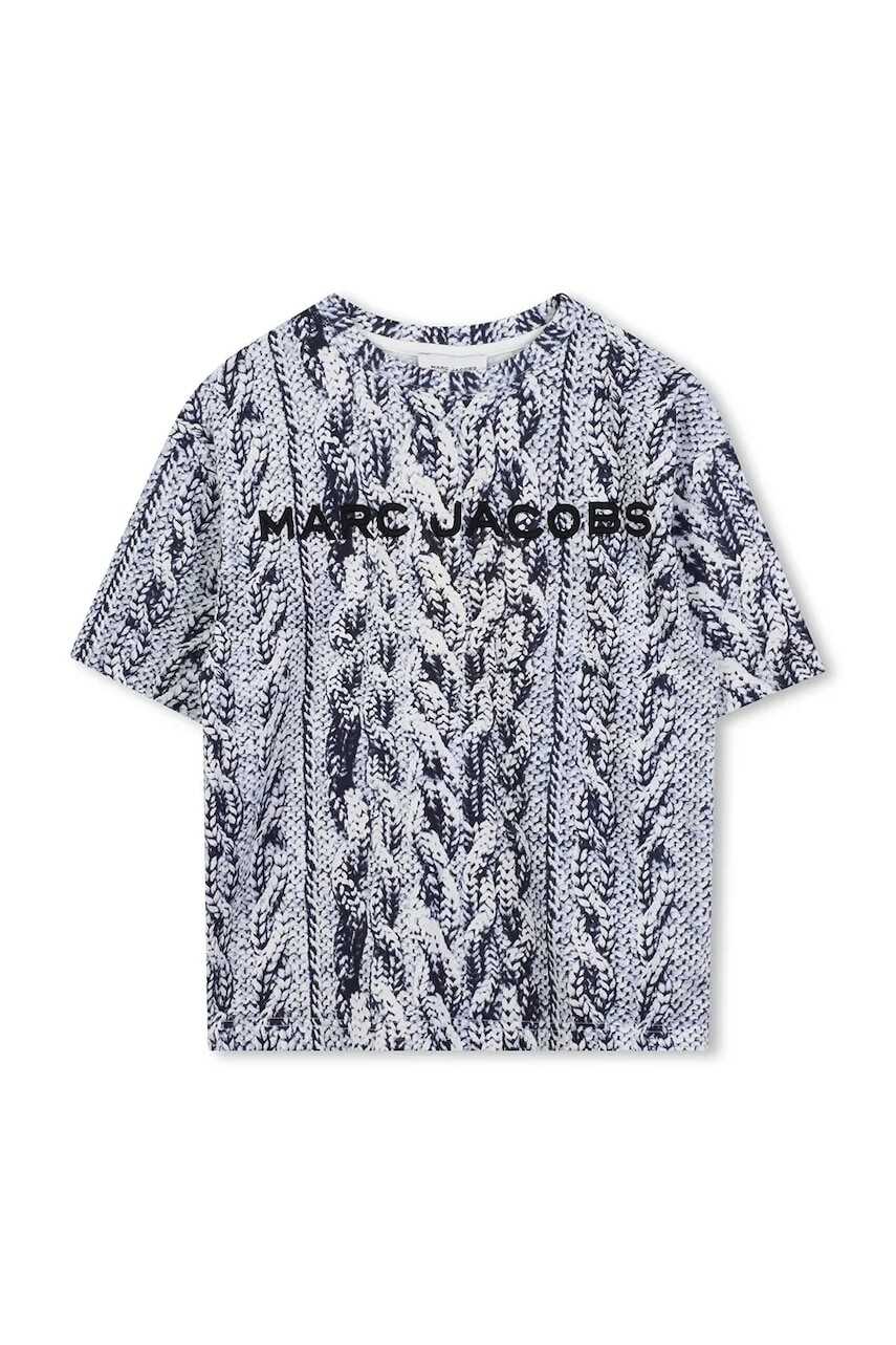 Detské bavlnené tričko Marc Jacobs modrá farba, vzorované, W60707
