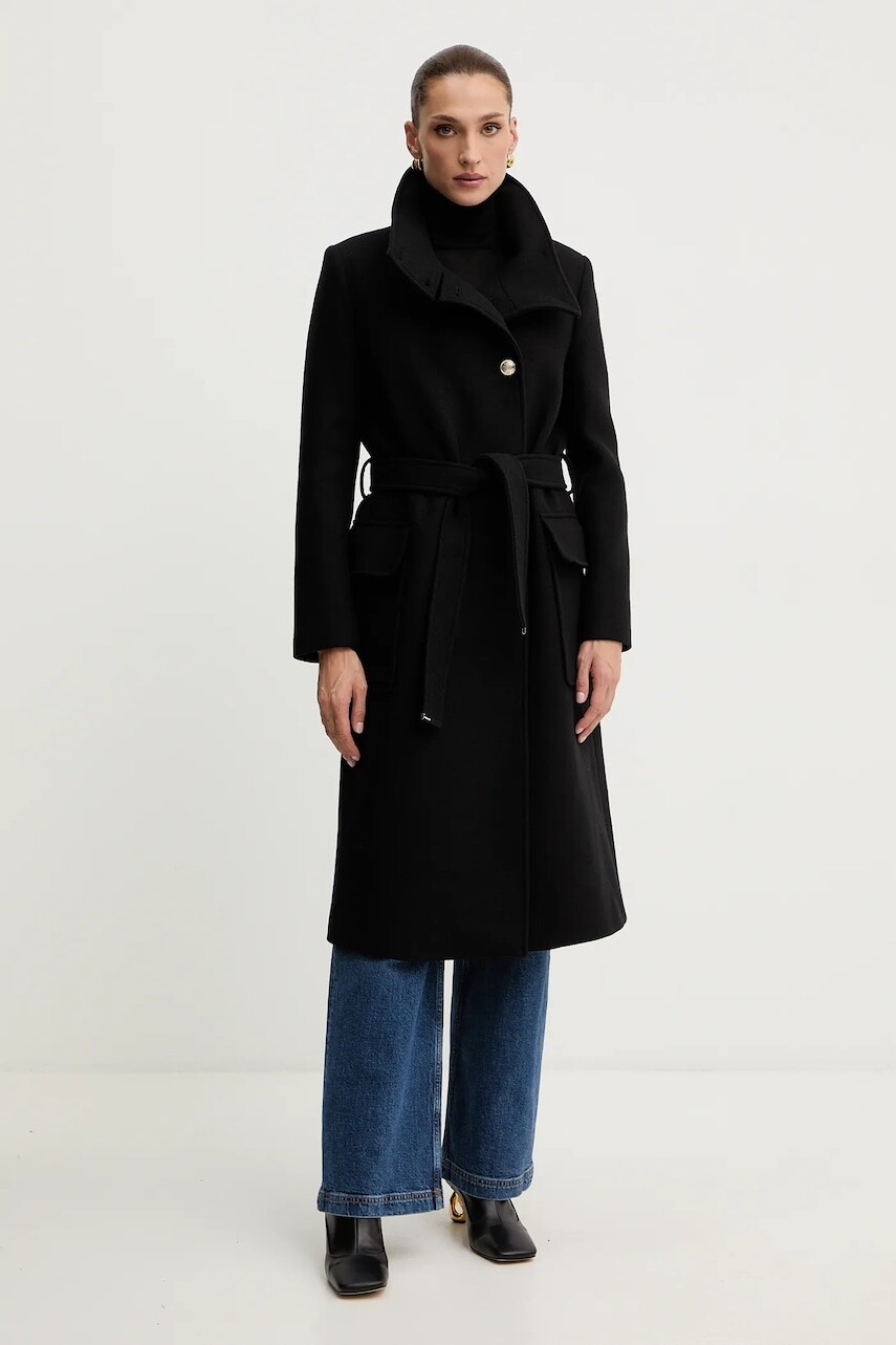 Kabát s prímesou vlny Morgan čierna farba, GALOUA