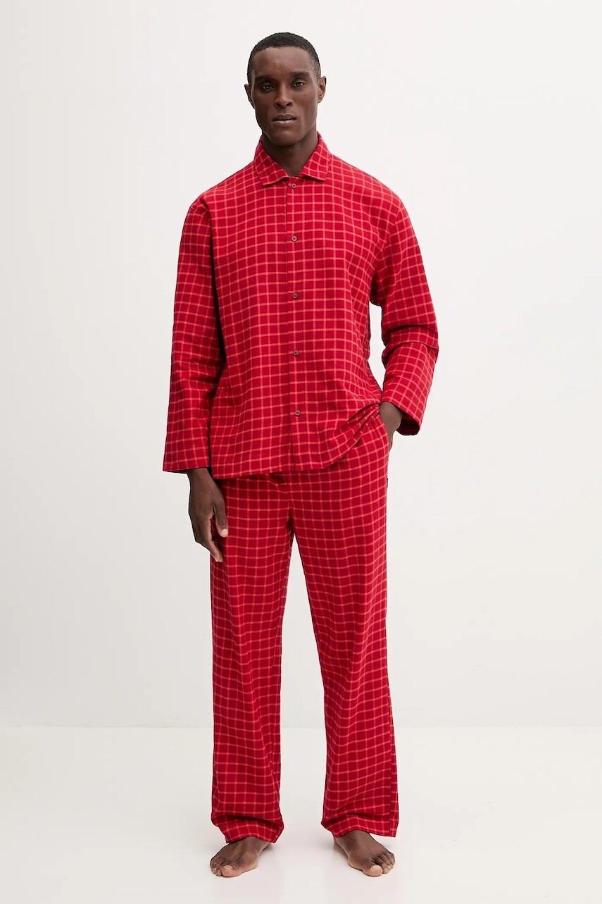 Bavlnené pyžamo Calvin Klein Underwear červená farba, vzorované, LV00NM2954