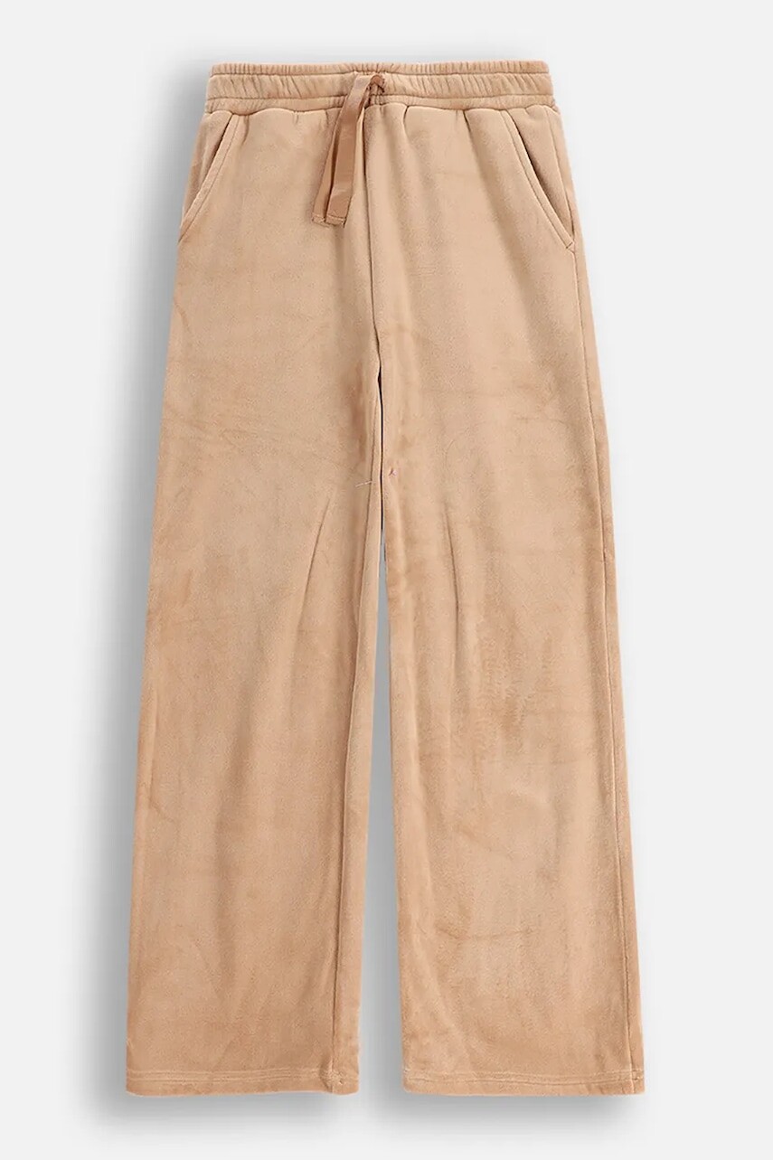 Detské tepláky Coccodrillo béžová farba, jednofarebné, WINTER COSY GRIL JUNIOR