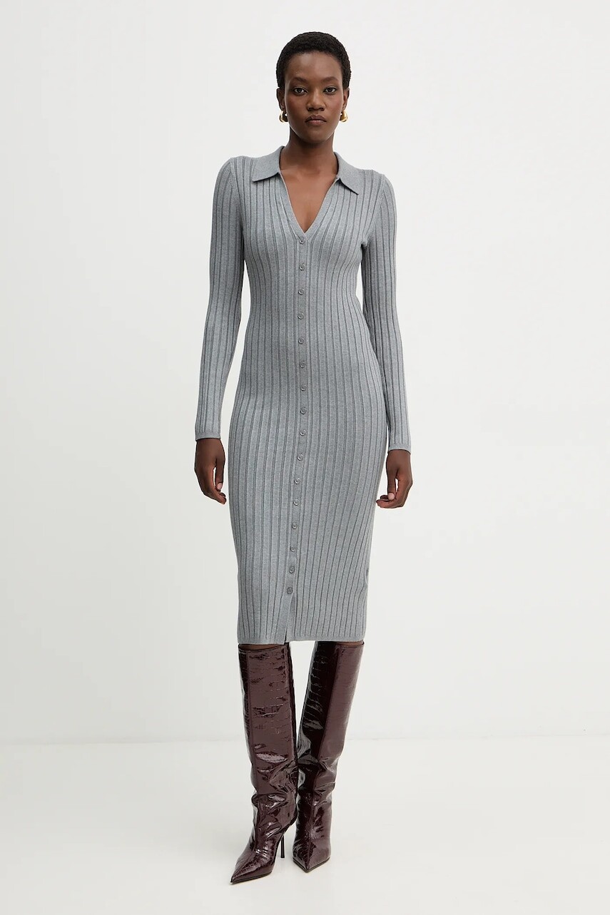 Šaty Guess MIRANDA šedá farba, mini, rovný strih, W5BK60 Z2YJ2